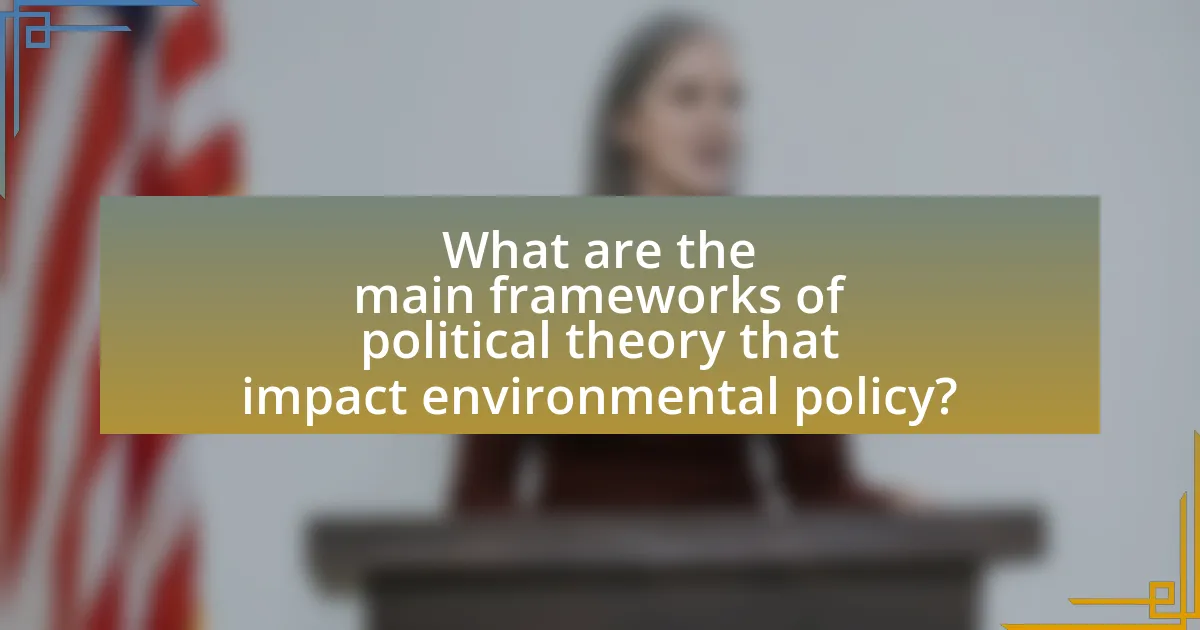 What are the main frameworks of political theory that impact environmental policy?